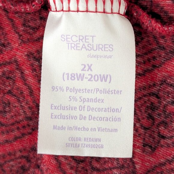 SECRET TREASURES Red/Black Velour Long Sleeve Pullover Winter Gown; Size 2X - Picture 4 of 4